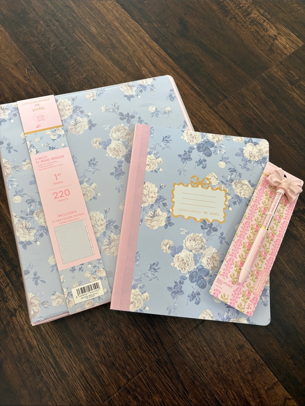 Blue Floral Notebook Set with Pink Accents Love Shack Fancy set